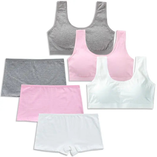 Training Bras Girls Teenage Underwear Set Cotton  Girls Topic Panties 8-14 Y