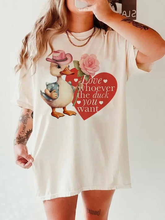 Love whoever the f you wanT T Shirt lgbtq pride retro gay funny lgbt duck meme valentines subtle boyfriend lesbian