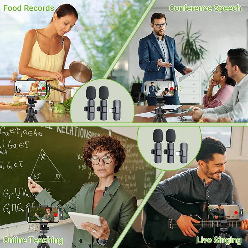 ميكروفون Basix 2.4G لاسلكي محمول لتسجيل الصوت والفيديو وميكروفون صغير الحجم لهاتف iPhone أو Android أو البث المباشر أو الألعاب 