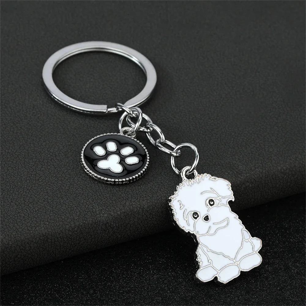 Fashion Alloy French Bulldog Pug Dog Keychain Cute Pet Dog Keyring Bag Handbag Charm Accessories For Women Animal Lovers Gifts