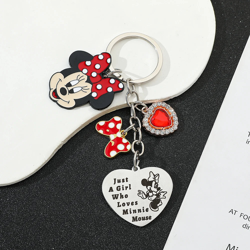 Disney Minnie Mouse Keychain Cartoon Animation Figure Minnie Keyrings Fashion Jewelry Creative Accessory Girls Birthday Gift