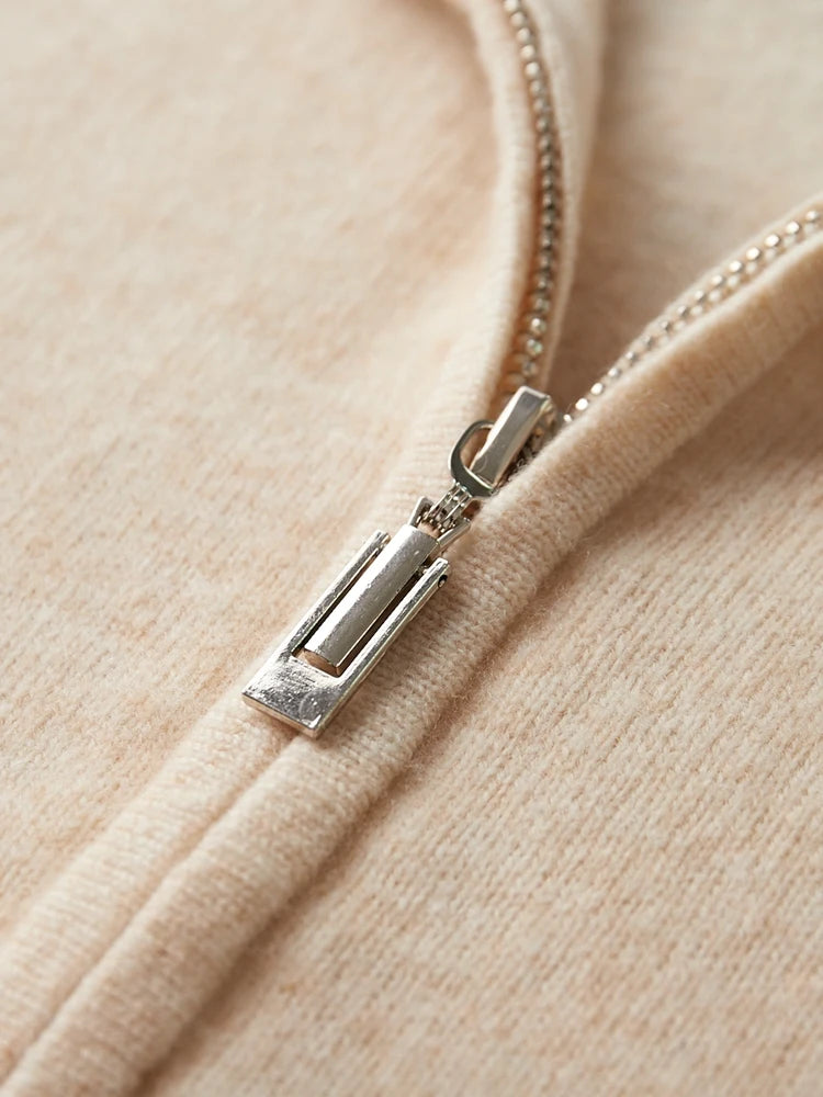 New Men's Zipper Wool Cardigan Waistcoat Autumn Winter Cashmere Sweater Sleeveless Knitwear 100% Merino Wool Vest Tops Clothing