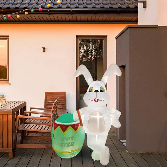2024 Happy Easter Celebration Decoration LED Light Giant Easter Egg Bunny Rabbit Inflatable Toy for Outdoor Home Garden Ornament