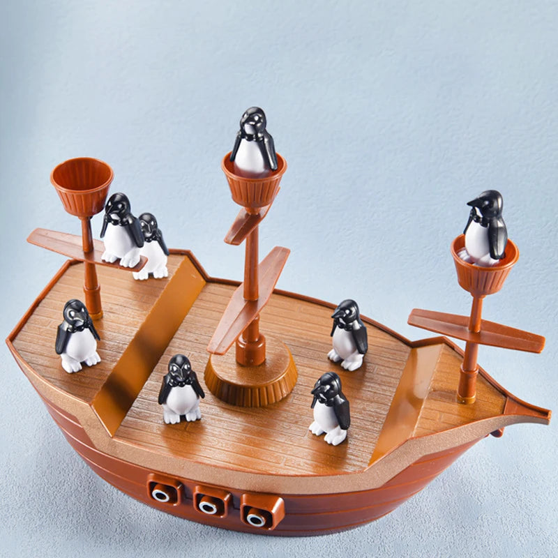 Balance Boat Balance Game Toy Pirate Balancing Ship Games Educational Learning Puzzel Toys with Penguins