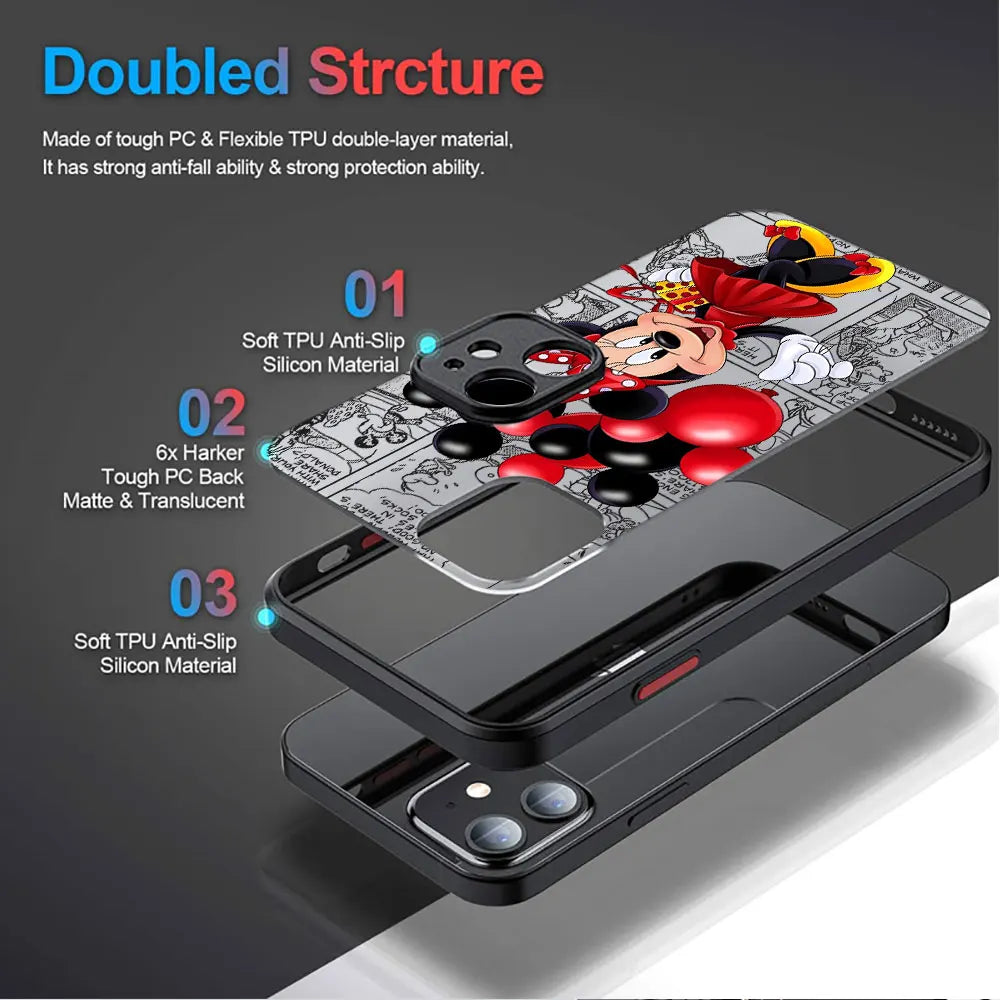 Disney Mickey Minnie Love Phone Case for Apple iPhone 15 16 Pro Max 13 14 Plus 12 Mini 11 Pro XR 8 SE 7 6S XS MAX Matte Cover