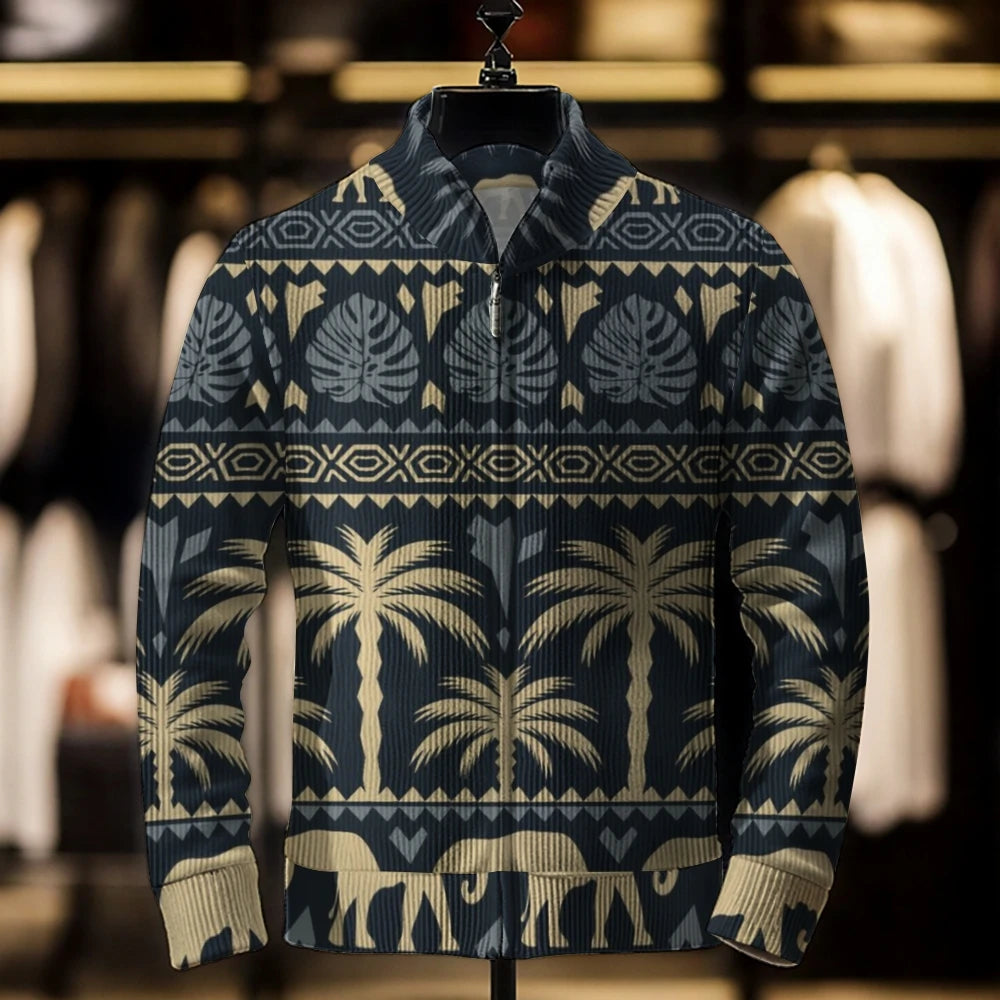 2024 Men’s Casual Christmas 3D Print Sweater Cardigan Loose Outerwear Coat, Winter Men’s Fashion Jacket, Casual Men’s Clothing