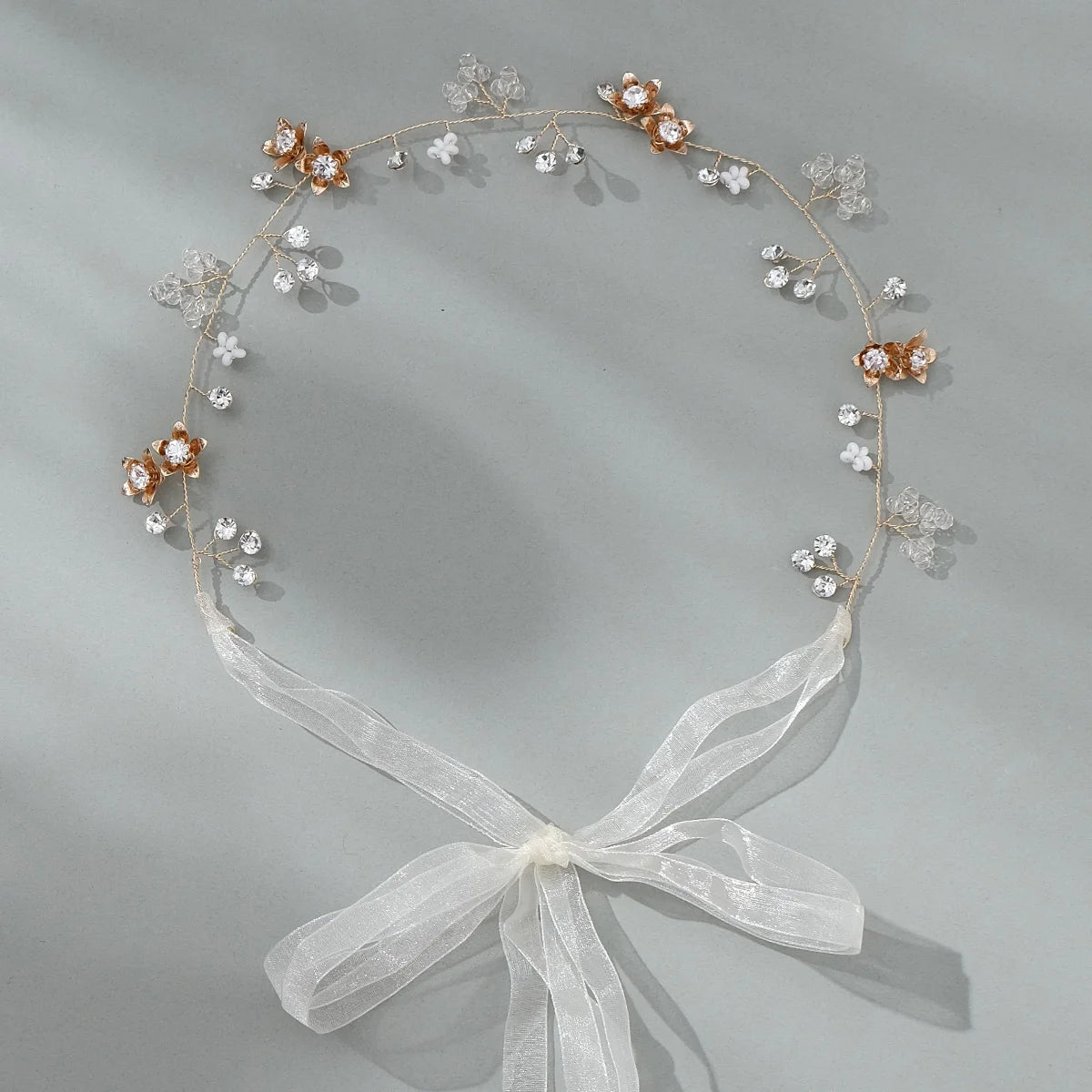 Efily Bride Wedding Hair Accessories Gorgeous Flower Headbands Braided Hair Vine Pearl Headpiece Hair Ornament For Women Girls