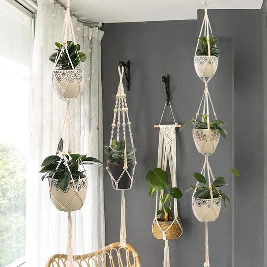 Hanging Plant Handmade Macrame Courtyard Garden Decoration