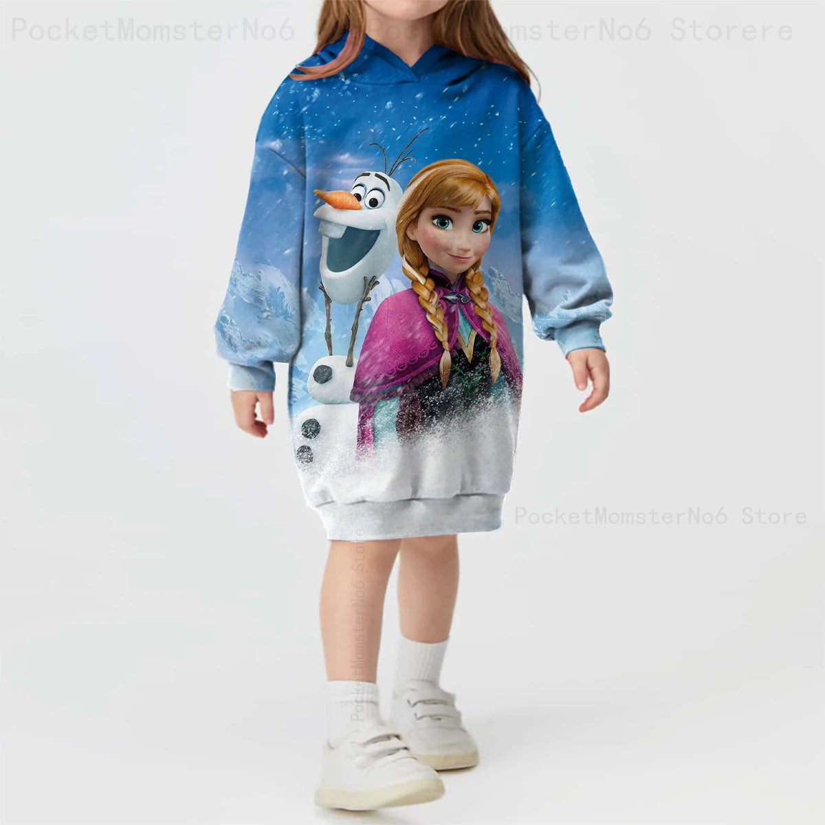 Girls Clothes Disney Frozen Hoodie Sweatshirt Printed Sweatshirt Kids Play Costume Loose Cartoon Girls Tops