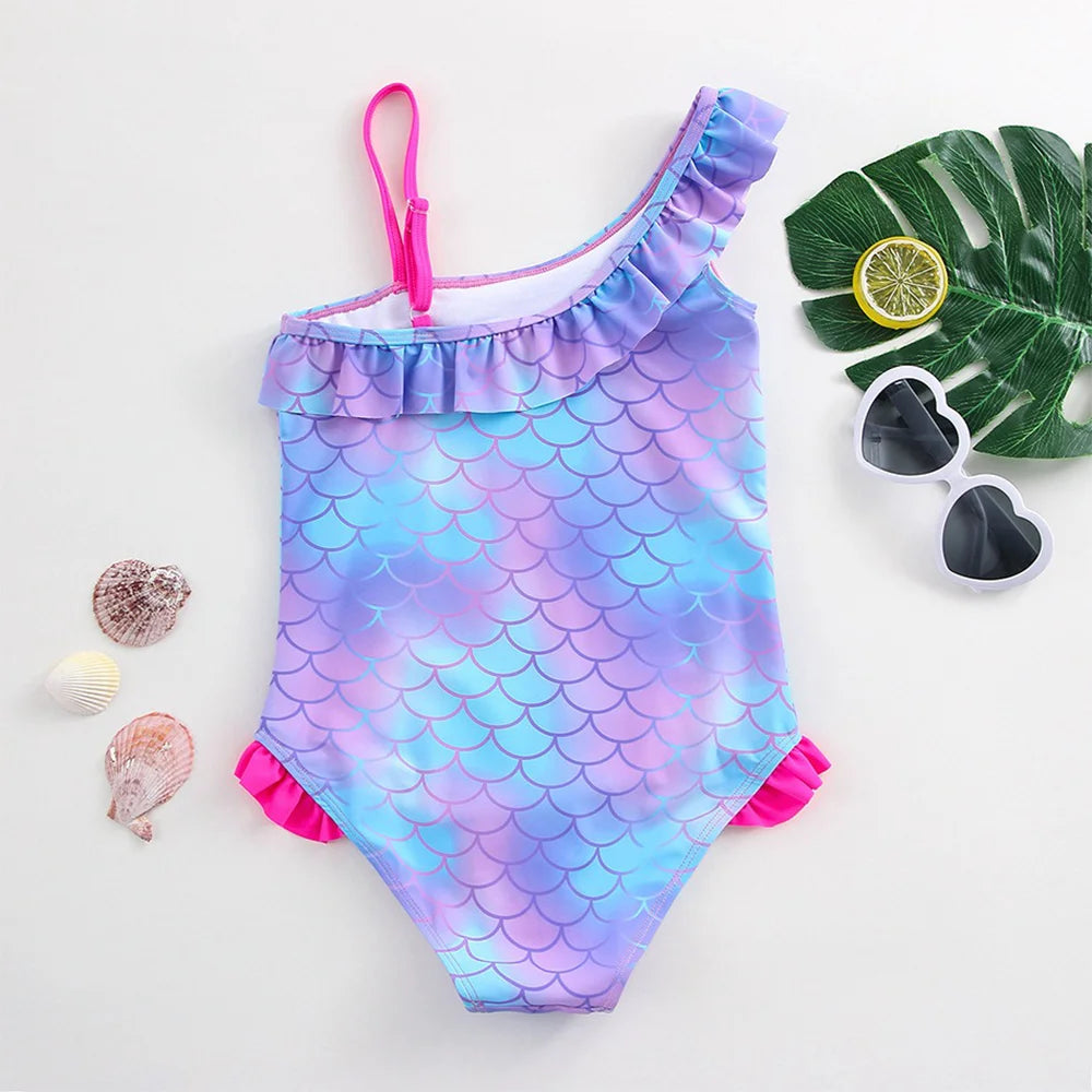 Movie Wish Girls Swimsuit Fashion Mermaid Fish One-Piece Bathing Suits Children's Dresses Summer Swimwear Beach Suit Kids Wear