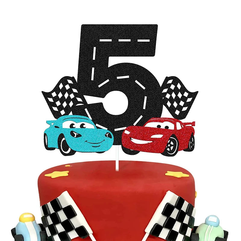 Disney McQueen Lightning Cars Happy Birthday Cake Topper Kids Baby Shower Birthday Party Decoration Baby Shower Gift Toy Supplie