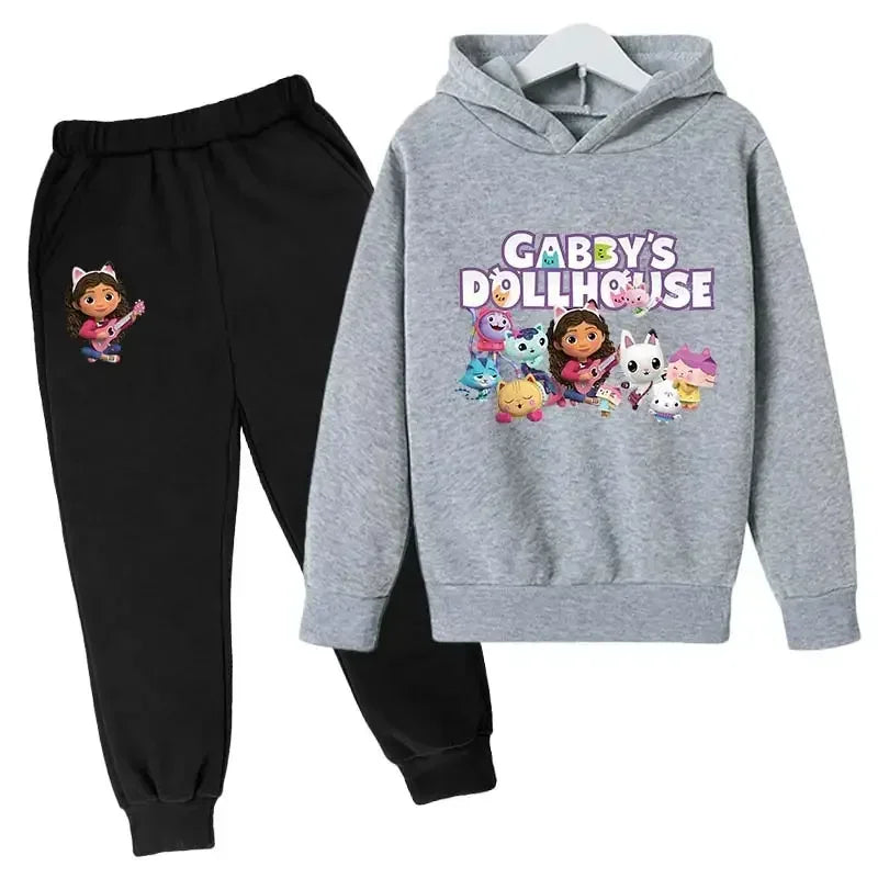 2024 Hoodie Kleinkind Mädchen Gabby Puppenhaus Kleidung Hoodies Hosen 2Pcs Sets Nette Kinder Kostüm Kinder Trainingsanzüge Kinder Gabby Katzen 