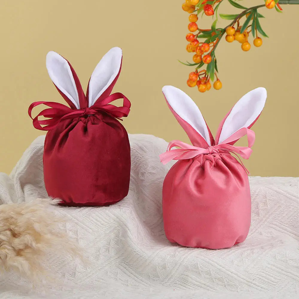 Easter Bunny Rabbit Bags Ears Velvet Bag Gift Bag Candy Packaging Box Wedding Party 2025 Easter Decoration