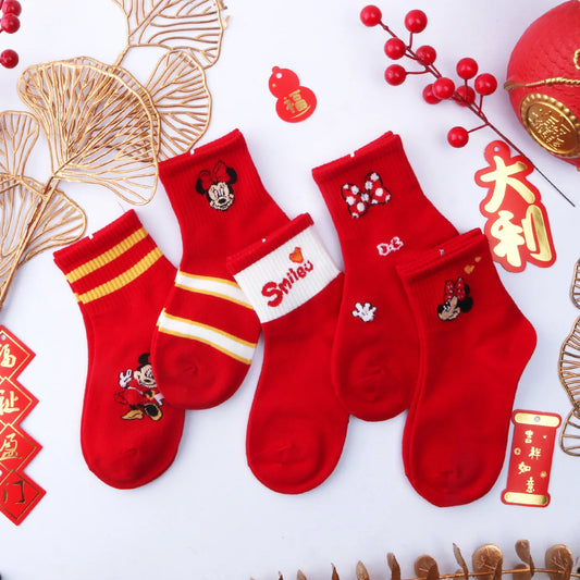 Weihnachtssocken für Mädchen, 5 Stück, Minnie-Baumwolle, Kleinkind-Babysocken für Neugeborene, Säuglings-Kurzsocken, Kleidung 