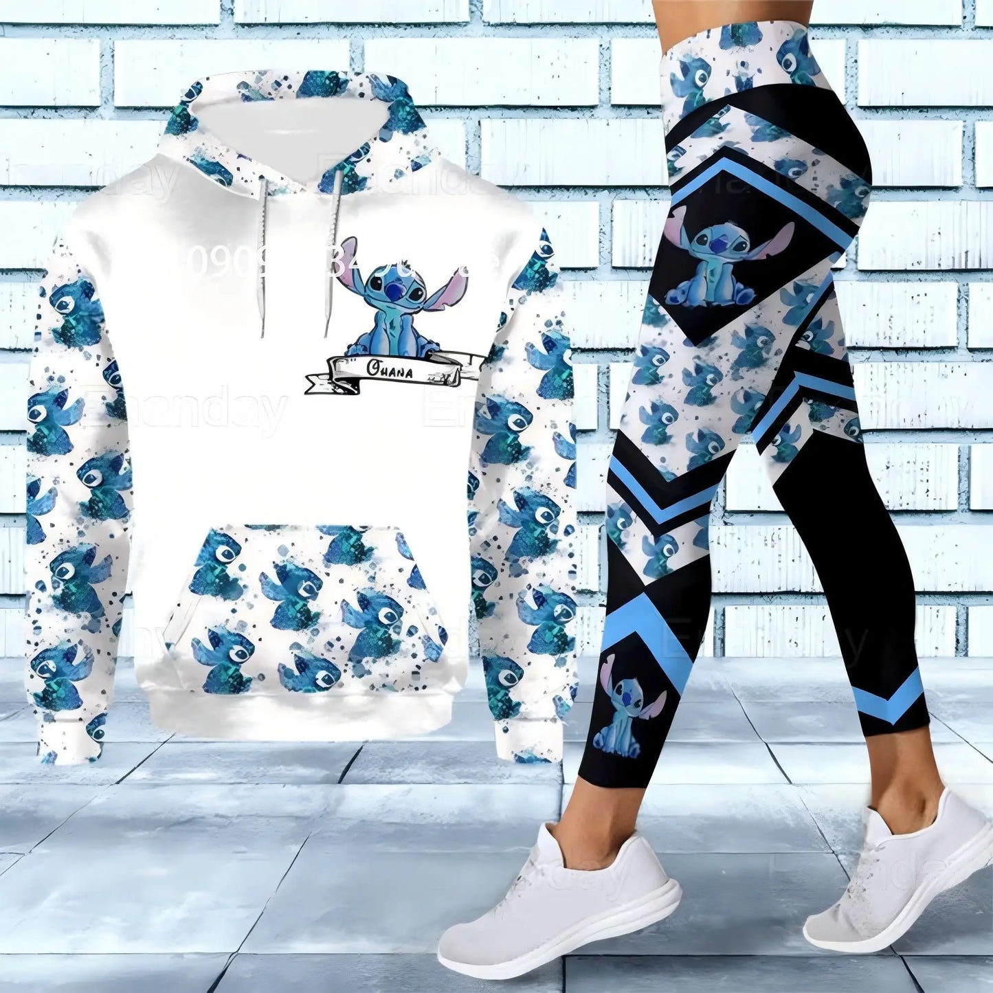 2025 Disney 3D hoodie sports yoga pants Stitch Fashion Women's tracksuit 3D