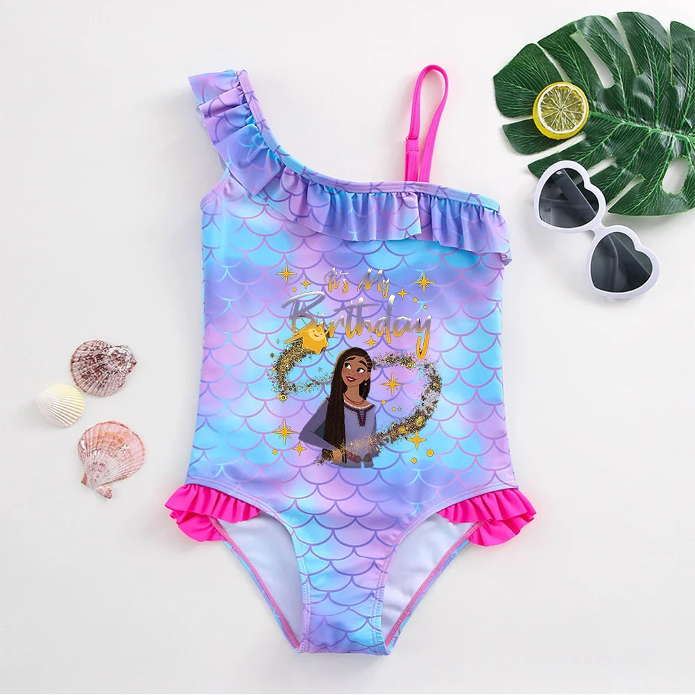 Movie Wish Girls Swimsuit Fashion Mermaid Fish One-Piece Bathing Suits Children's Dresses Summer Swimwear Beach Suit Kids Wear