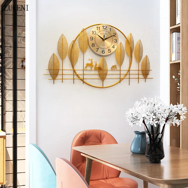 New Chinese Creative Wall Clock Living Room Home Light Luxury Restaurant Entrance Wall Decoration Wall Watch Silent Quartz Clock