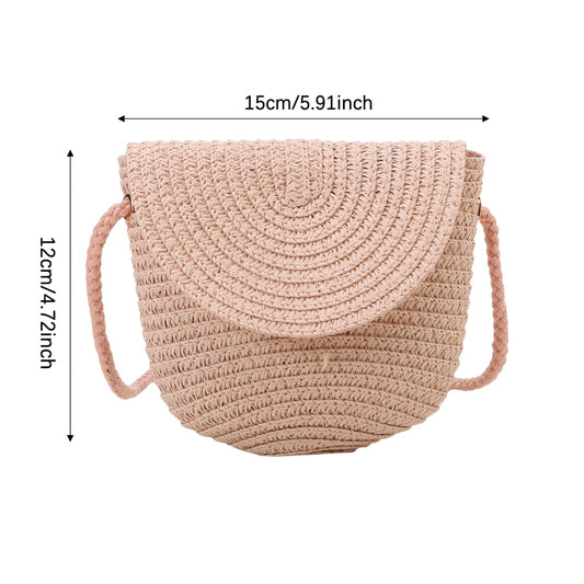 Fashion Woven Straw Bag Handmade Rattan Crossbody Handbags Knit Summer Beach Small Purse Women Shoulder Messenger Bags Wallet