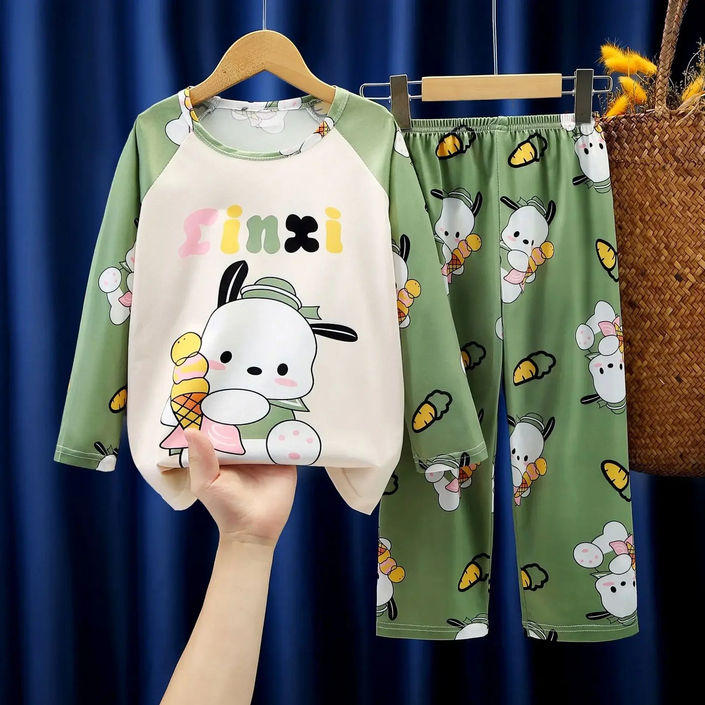 Anime Children Pajama Sets Long Sleeved Casual Boys Girls Home Clothing Set Comfortable Soft Warm Sleepwear Autumn Winter
