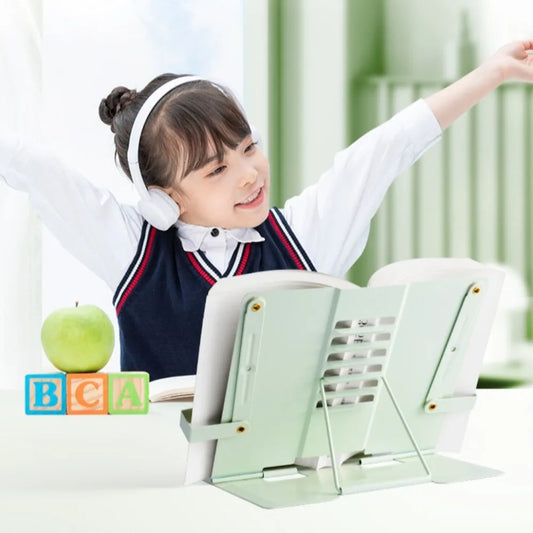 Foldable Metal Book Reading Stand Multi Heights Angles Cartoon Capybara Adjustable Documents Holder Page Paper Clips Cute