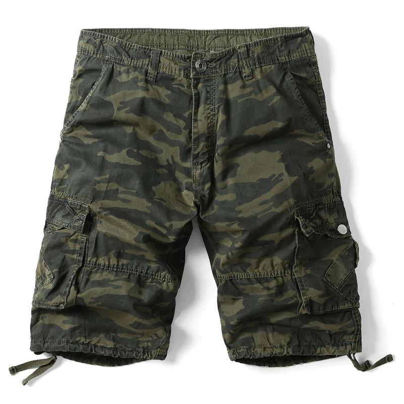 US Size Mens Summer Cotton Camouflage Loose Cargo Shorts Fashion Casual Multi-pocket Short Pants Male Loose Military Camo Shorts