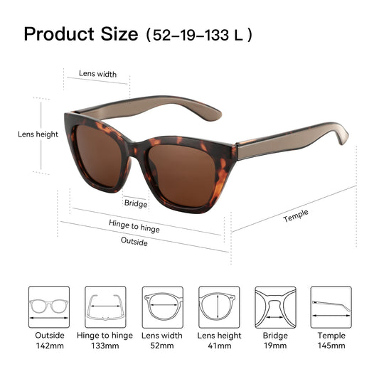 ZENOTTIC Square UV400 Protection Sunglasses Fashion Women Thick Frame Polarized Sun Glasses for Ladies Shopping Gif