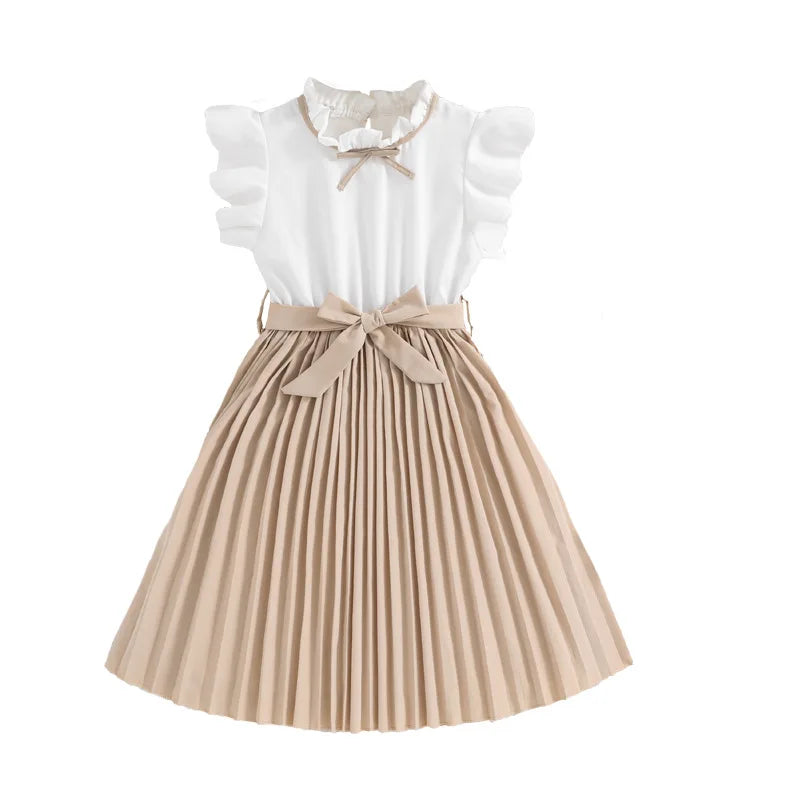 Fashion Girl Dress Elegant Formal Outfit Teenager Girl Clothes Plus Size Party Wedding Dresses Pleated Kid Clothing Children
