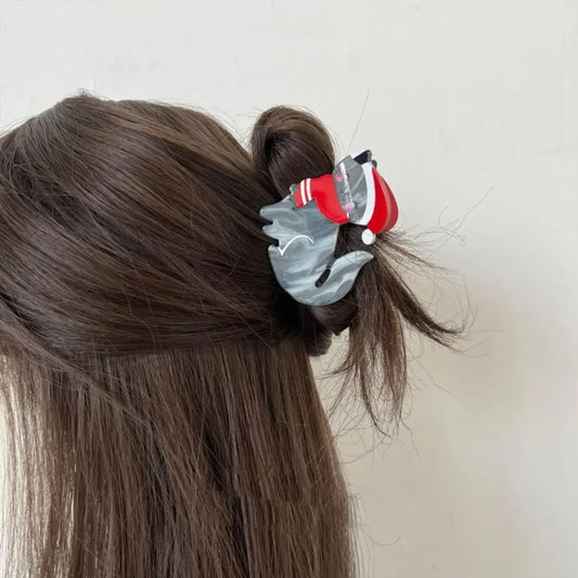 Acetic Acid Acetate Animal Hair Claw Red Scarf Christmas Hat Hair Clip Cat Hair Clip Headdress Grab Clip Christmas Shark Clip