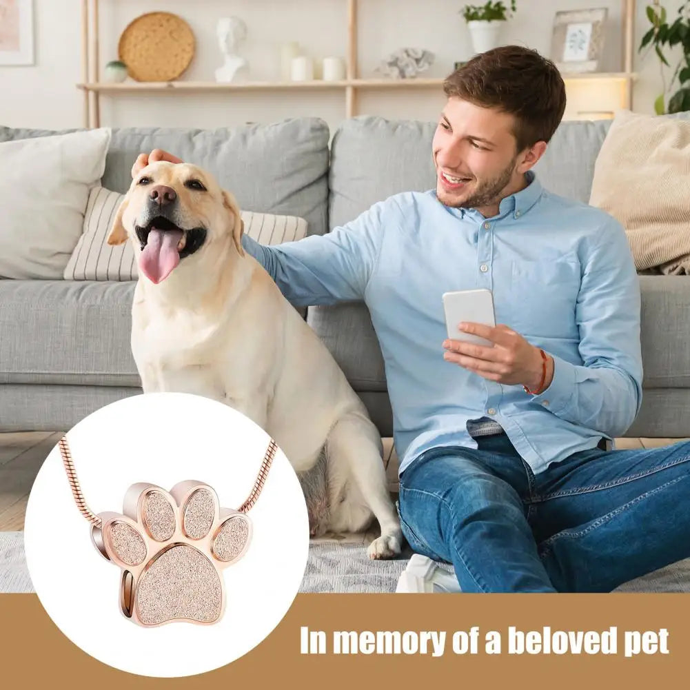 Meaningful Pet Ash Pendant Pet Paw Print Cremation Necklace for Ash Keepsake Jewelry Cat Dog Urn Pendant for Ash for Man/women
