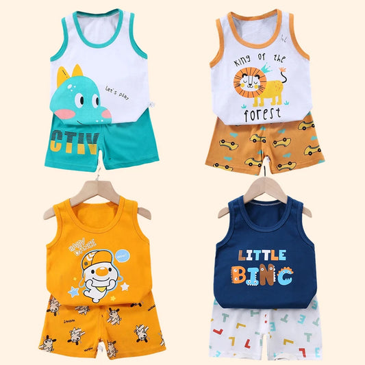 2 STÜCKE Kinder Sets Kinder Kleidung Weste Anzug Sommer Kinderkleidung baby Baumwolle T-Shirts Shorts Tank Top Jungen Mädchen Ärmellos 