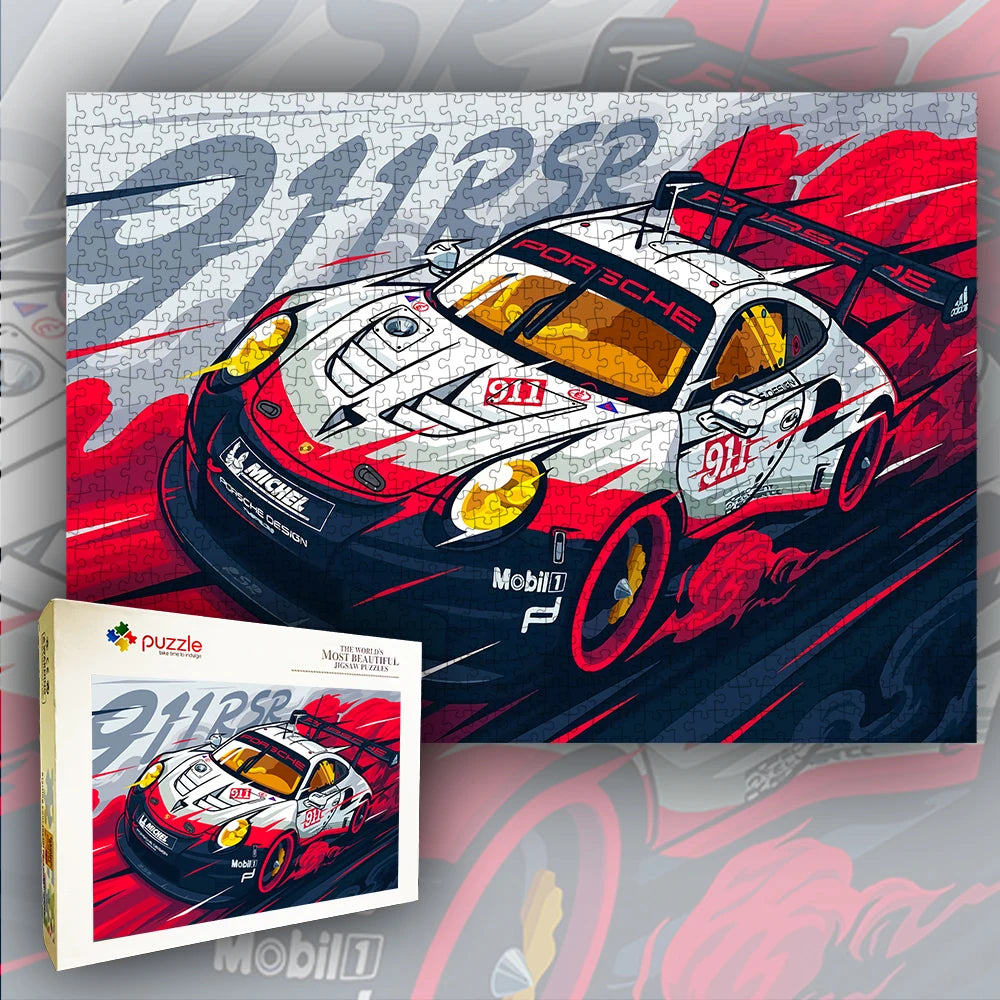 Jigsaw Puzzle 1000 Pieces White Card Paper Assembling Car Models Ducational Lntellectual Decompressing Children Dine Party Gift