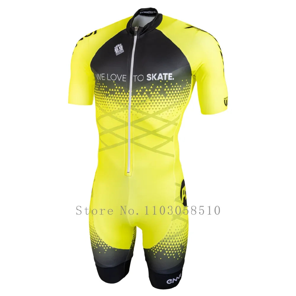 Powerslide inline skinsuit team areo speedsuit summer men cycling clothing skate suits ciclismo pro racing apparel short sleeves