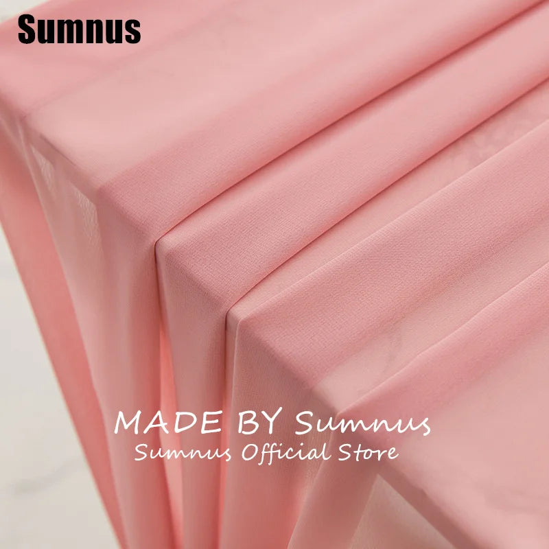 SUMNUS Pink Chiffon Wedding Tablecloth Dining Table Cover Wedding Room Decoration TableclothFor Wedding Party