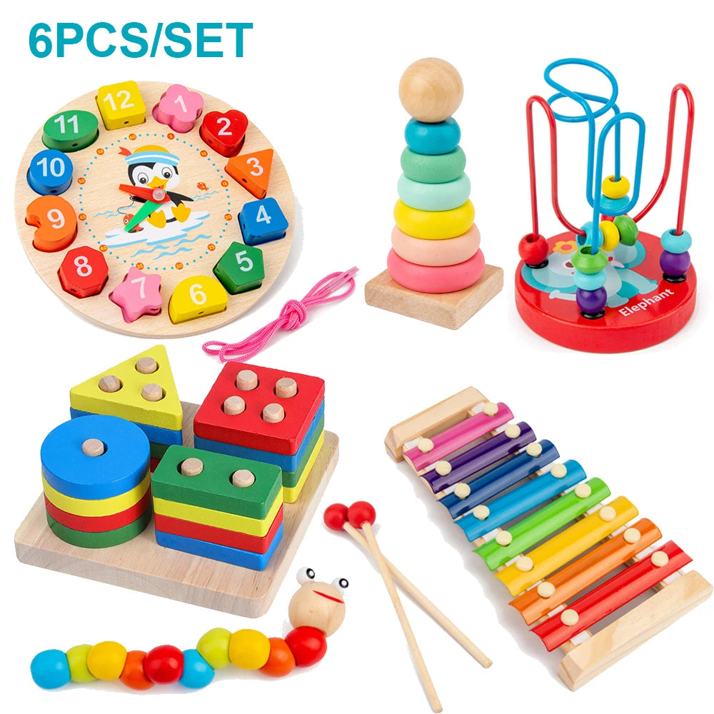 Montessori Babyspielzeug Kinder 3D Holzpuzzles Frühes Lernen Babyspiele Spielzeug Pädagogisches Holzspielzeug Für Kinder Geburtstagsgeschenke 