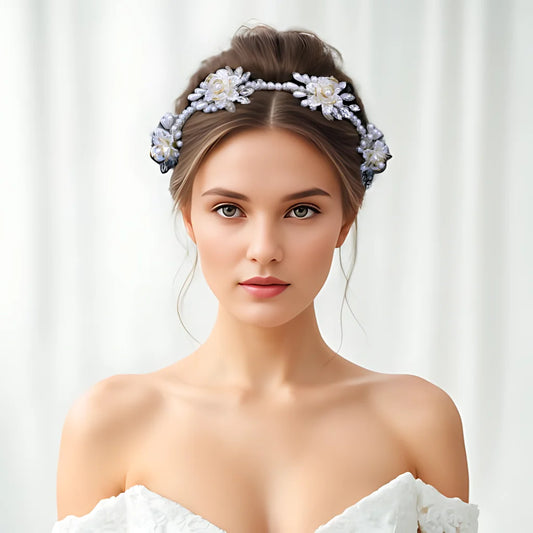 Wedding Bridal Pearl Hair Hoop Bridal Flower Headwear Women Fashion Hair Accessories Handmade Exquisite Headband HP721