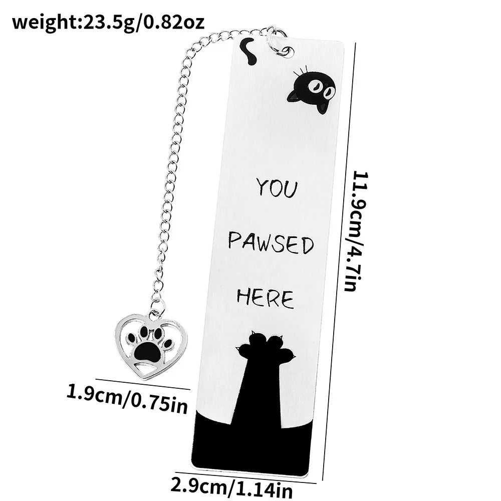 Cute Kitten Bookmark: "You Stop Here" - Stainless Steel Pendant - Perfect Gift for Cat Enthusiasts and Book Enthusiasts