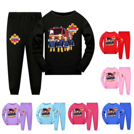 Anime Fireman Sam Kleidung Kinder Feuerwehr Pyjama Sets Baby Mädchen Homewear Kleinkind Jungen Nachtwäsche Kinder Langarm Pijamas 