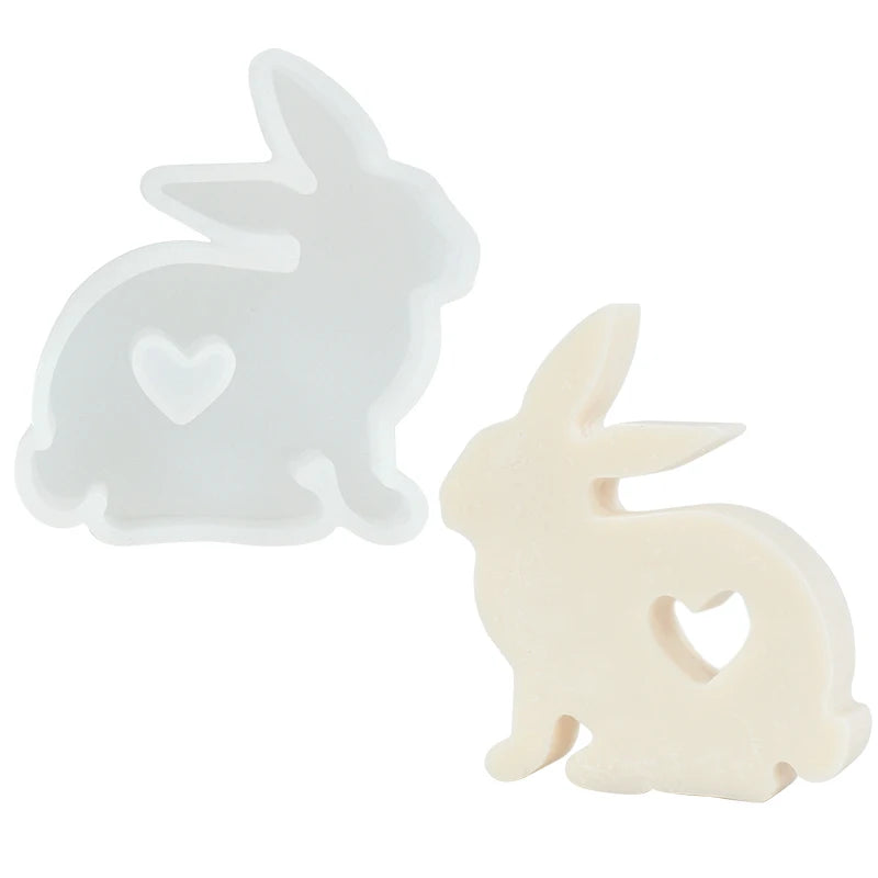 Easter Ornament Hollow Bunny Candle Mold Cute Rabbit Shape Plaster Decoration Molds Easter Rabbit Candle Holder Plaster Mold