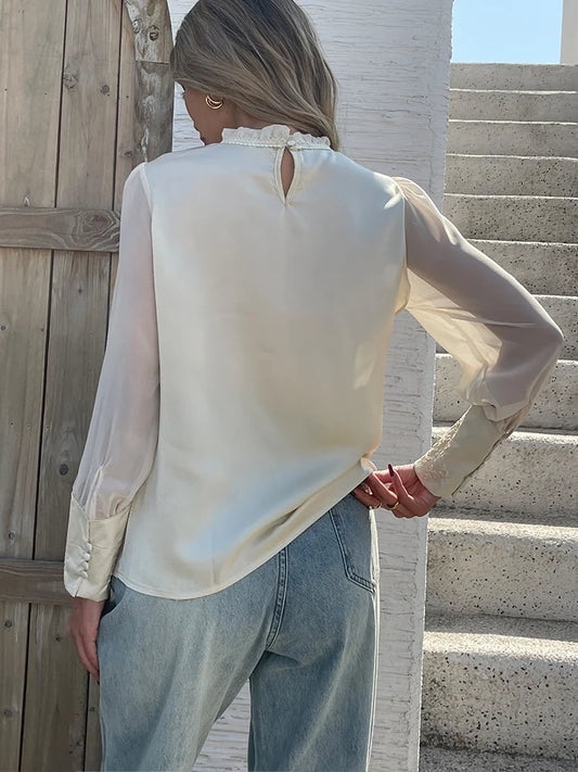New Spring embroidery shirts for ladies Fashion chiffon sleeve Women's blouses blusa mujer