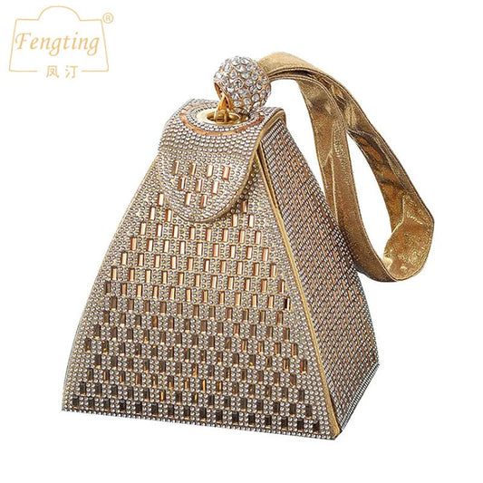Gold Silver Evening Bags for Women Diamonds Fashion Triangle Mini Handbags 2021 new arrival Ladies Party Clutch Purse B395