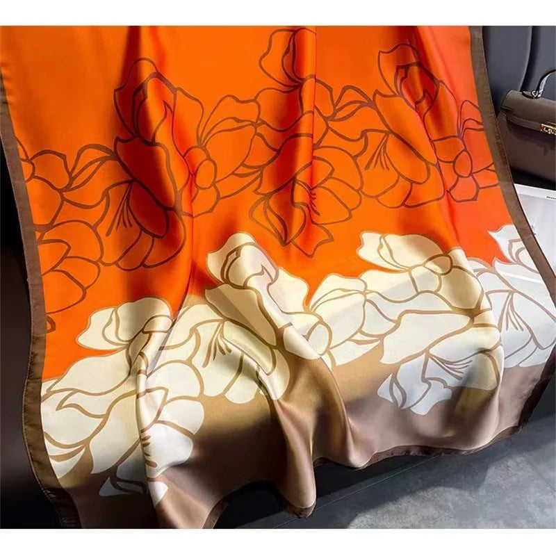 Brand New Women Silk Winter Scarf Luxury Design Print Lady Beach Shawl Scarves Fashion Smooth Foulard Female Hijab 2025