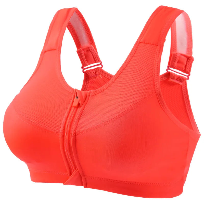 Sports For Women With High-Strength Shock-Absorbing Gathered Fitness Yoga Beauty Vest Without Steel Ring Front Zipper Sports Bra