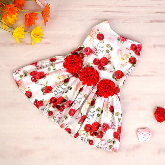 Pet Dog Clothes Valentines Day Dress for Dogs Clothing Cat Small Heart Print Spring Fashion Girl Chihuahua Pet Products 2024