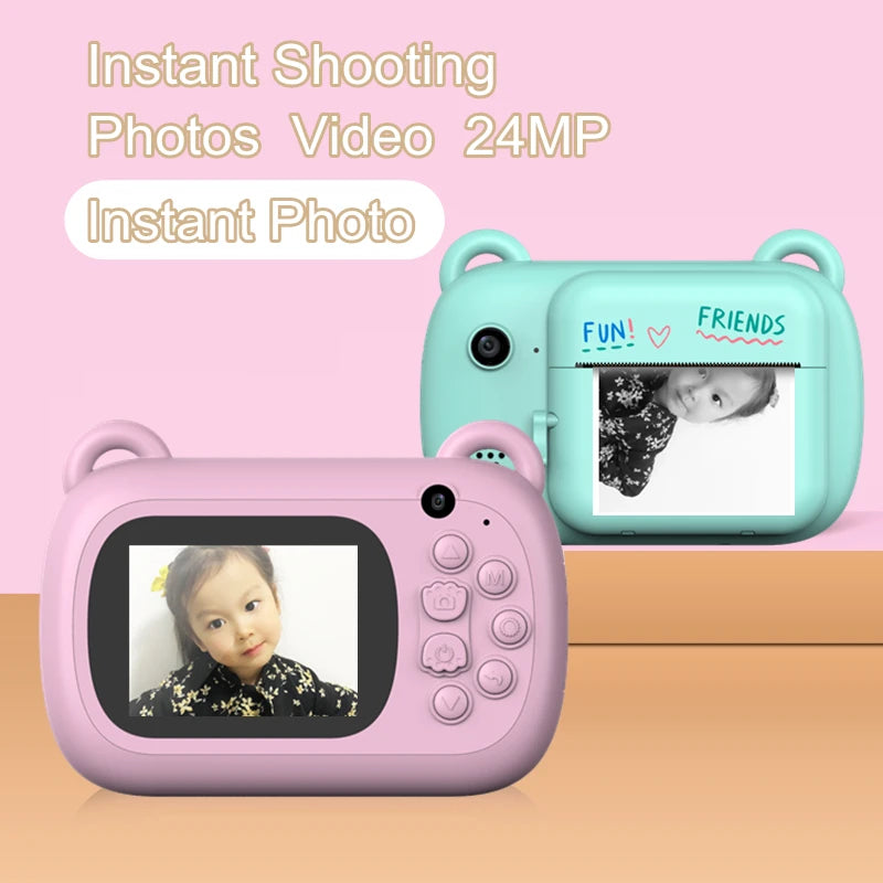 Children Digital Camera Instant Print Camera 1080P HD Digital Camera Support Multilingual Portable Children Outdoors Camera Toys