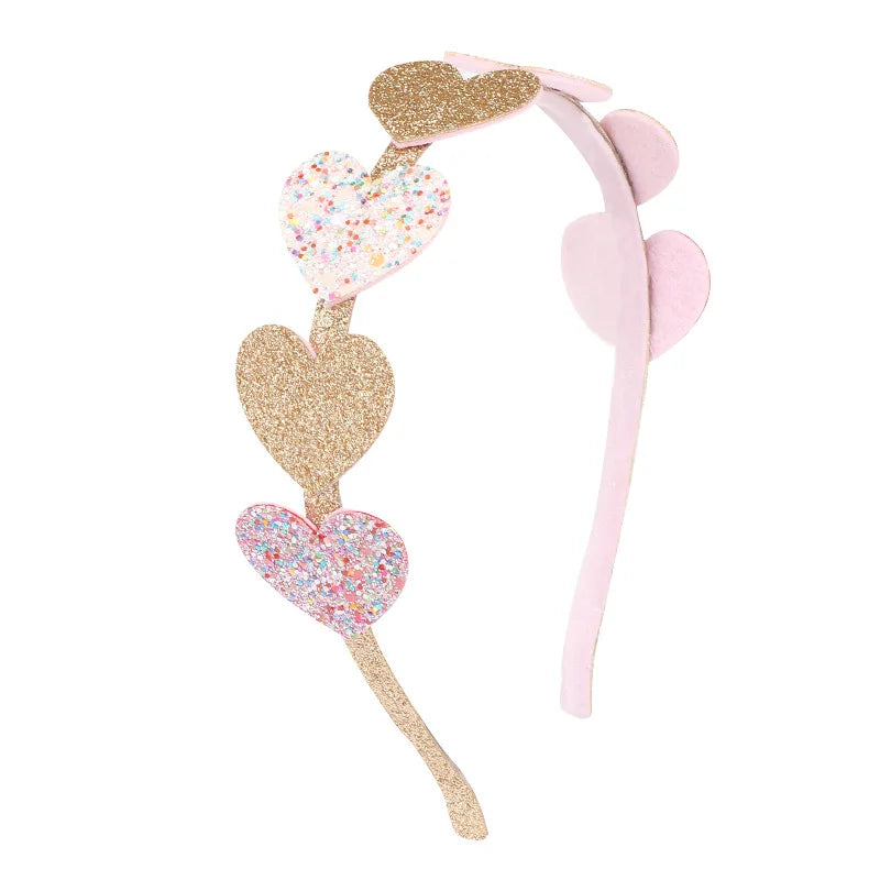1PCS Cute Heart Bows Butterfly Headbands Girls Glitter Bling Handmade Kids Head Band for Teens Child Toddlers Hair Accessories