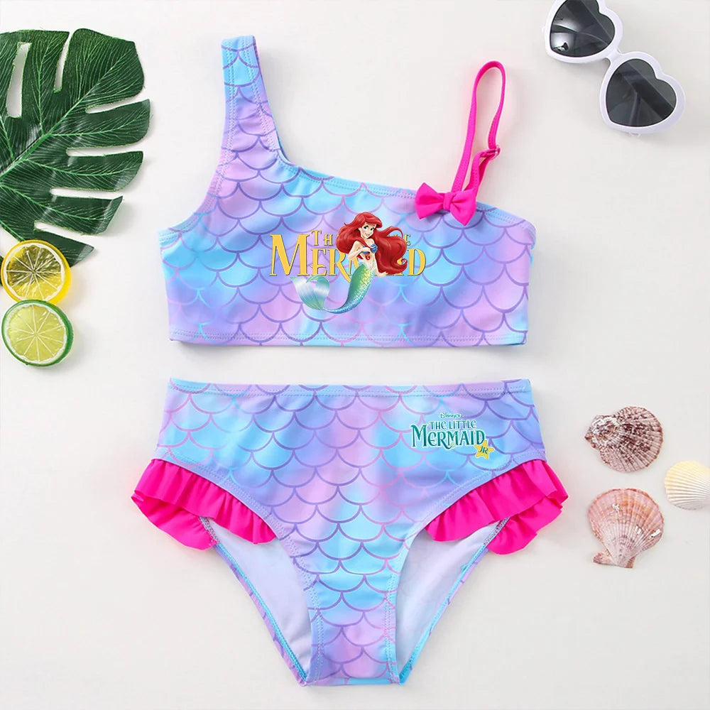 The Little Mermaid Girls Swimsuit One-Piece Bathing Suit Children Dresses Summer Swimwear Beach Suit Kid Wear Mermaid Fish Scale