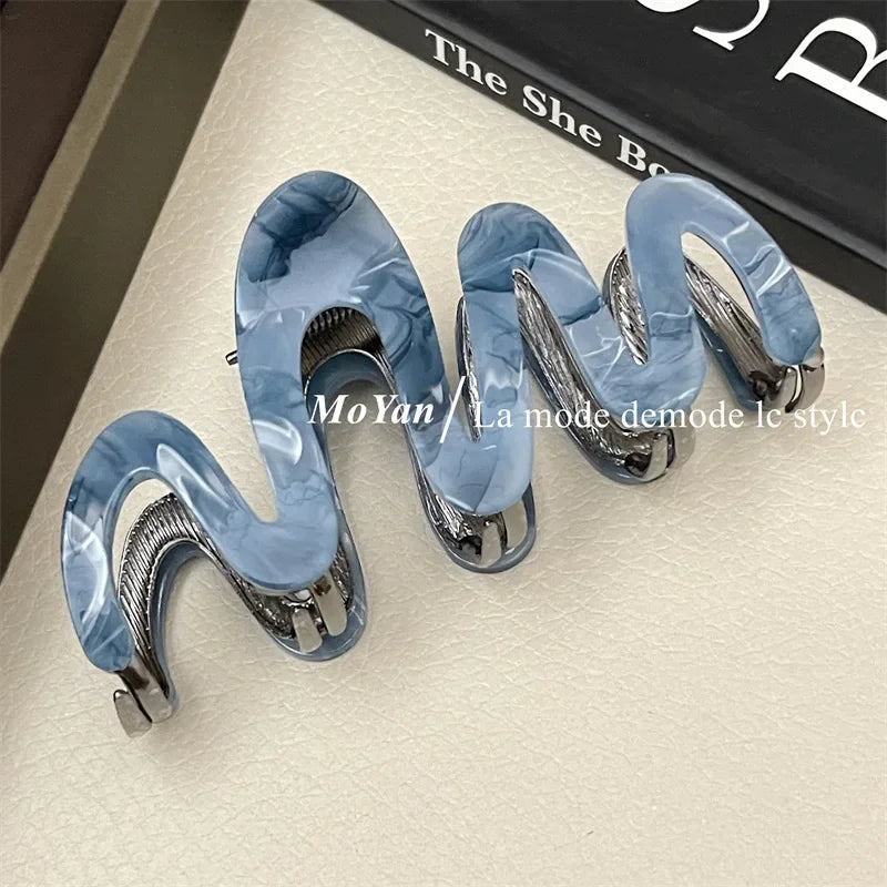 Han Acetate Metal Wave Grip Female Back Head Updo Shark Clip Large Hair Clip High-Grade Sense Hair Clip Headdress