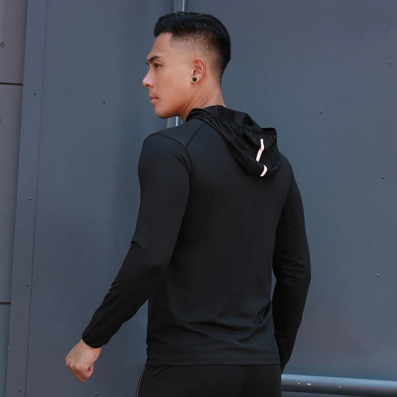 Men Hoodies Jacket Gym Sport Running Training Fitness Bodybuilding Sweatshirt Outdoor Sportswear Male Hooded Jackets Quick Dry