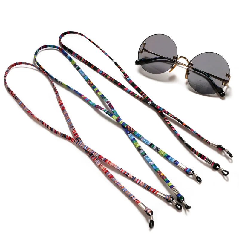 2PCs Bohemia sunglasses rope adjustable anti slip eyewear glasses string cord elastic polyester fashion neck straps