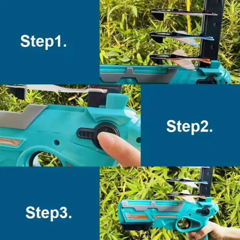 Air Combat Repeater Foam Aircraft Battle Flying Launcher Toy Airplane Glider Flight Plastic Gun Outdoor Games Children Toys